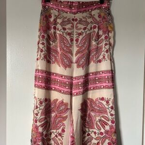 Etro Pink and Cream Floral Wide Leg Pants
